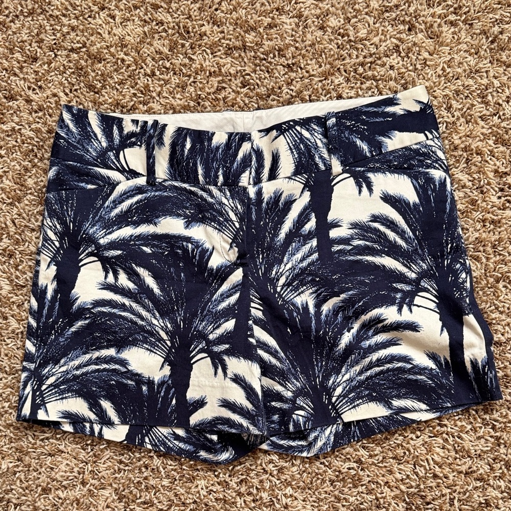 The Limited Navy and Cream Palm Print Shorts